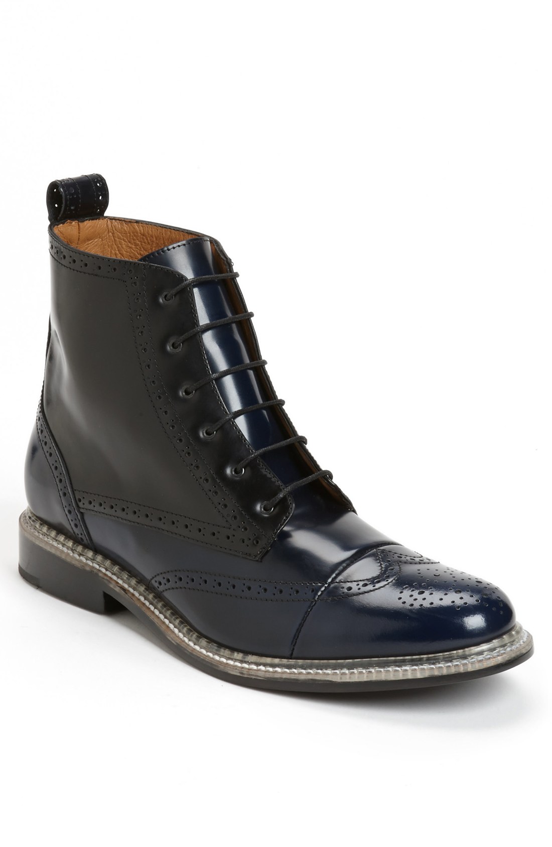 mens blue wingtip boots