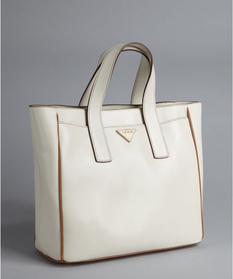 prada tote bag white