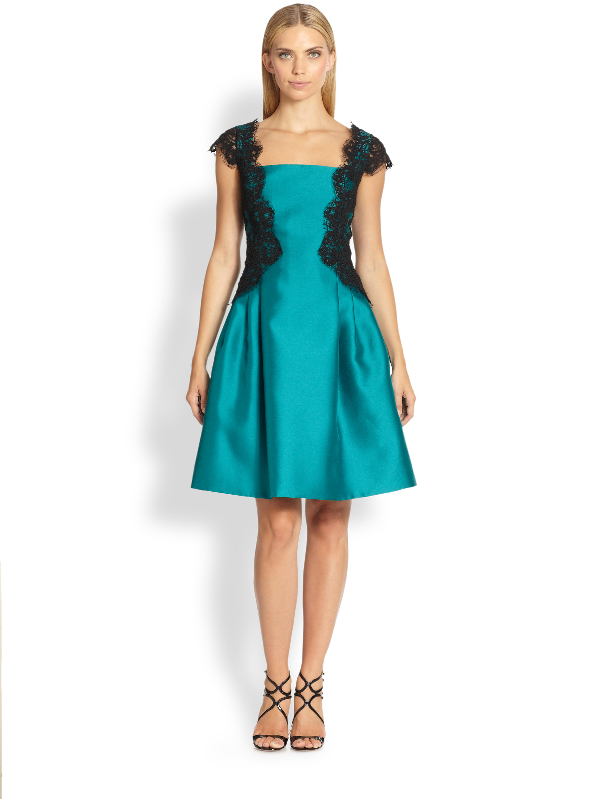 Teri Jon Lace Overlay Dress In Blue Teal Lyst 7797