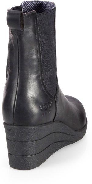 black leather wedge ugg boots