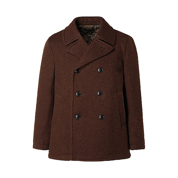Uniqlo Wool Blended Jersey Pea Coat in Brown for Men (DARK BROWN) | Lyst