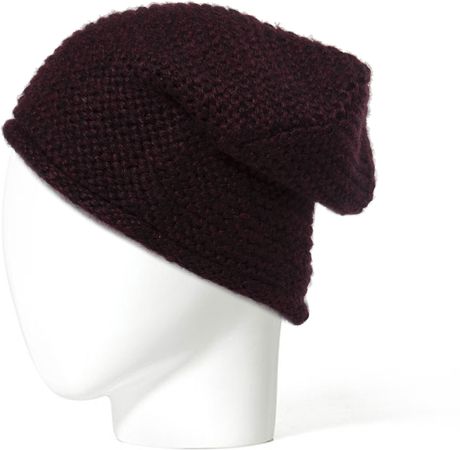 Zara Knitted Hat in Purple (Aubergine) | Lyst