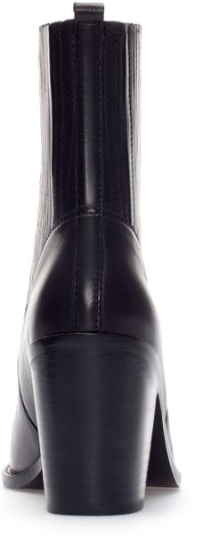 zara leather ankle boots with block heel
