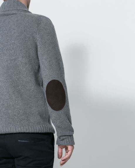 Zara Sweater with Leather Elbow Patches in Gray for Men (Grey) | Lyst