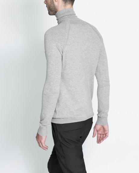 Zara Viscose Turtleneck Sweater in Gray for Men (Pearl grey) | Lyst