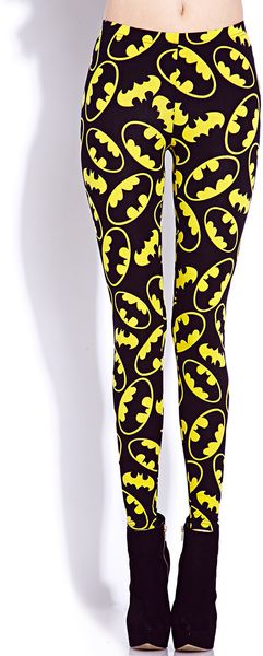 Forever 21 Batman Leggings in Yellow (Blackyellow)