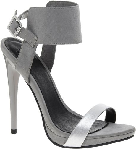 Asos Hysteria Heeled Sandals in Gray (Grey) | Lyst