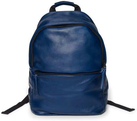 Club Monaco Slim Leather Backpack in Blue for Men (Navy) | Lyst