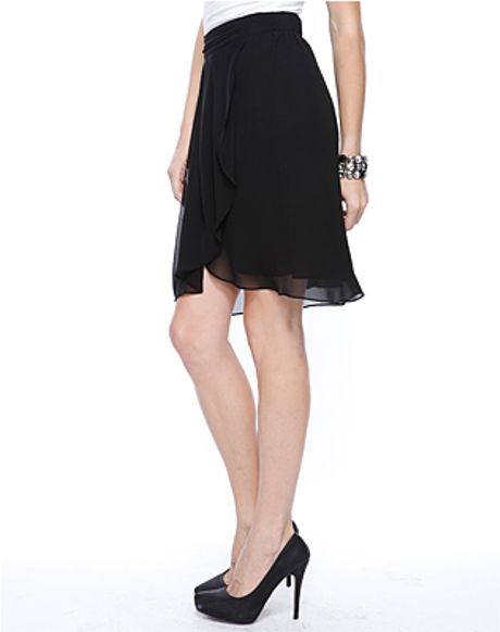Forever 21 Knee Length Chiffon Skirt in Black Forever 21 Knee Length Chiffon Skirt in Black