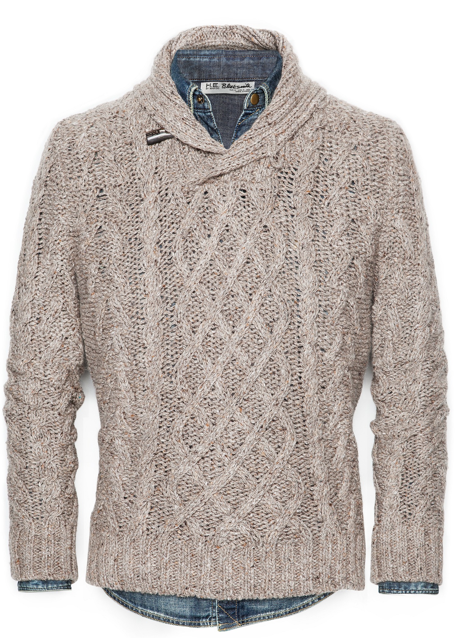brown shawl sweater