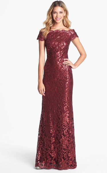 tadashi sequin lace gown