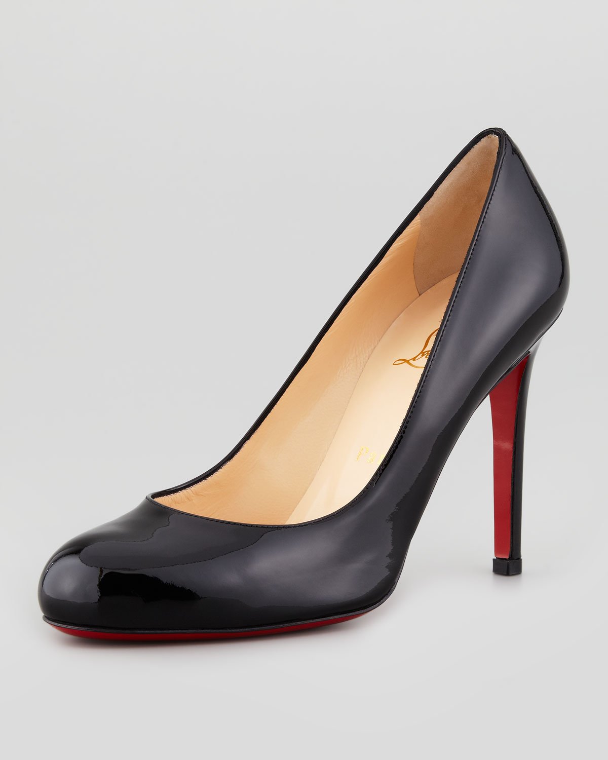 Christian Louboutin Simple Patent Red Sole Pump Black in Black | Lyst