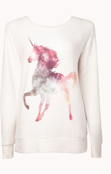 Forever 21 Unicorn Sleep Sweatshirt in Multicolor (Creammulti)