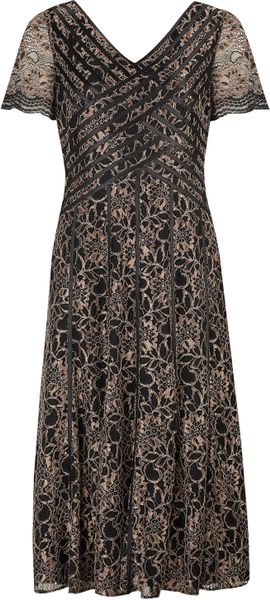 Jacques Vert Lace Ribbon Dress in Black (Black/Gold) | Lyst