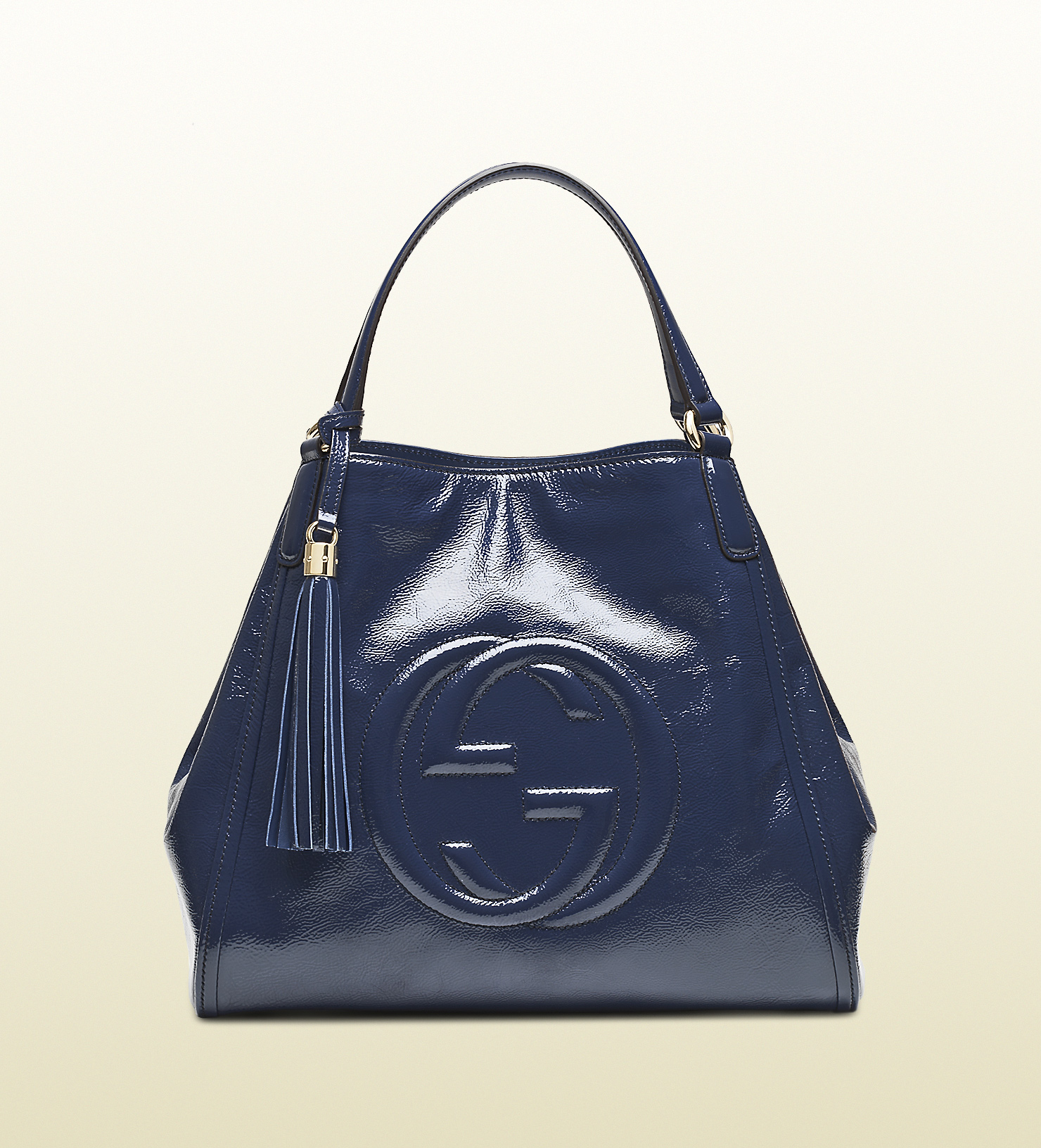 Gucci Soho Soft Patent Leather Shoulder Bag in Blue | Lyst