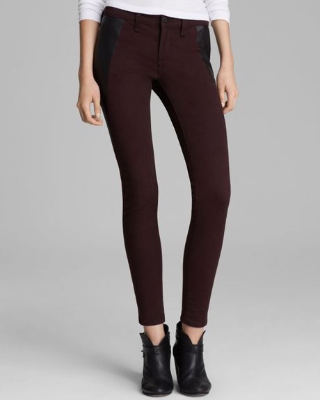 rag bone jeans pop legging with leather panel in wine in diesel denim size chart