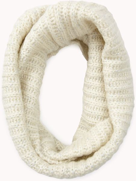 Forever 21 Metallic Knit Infinity Scarf in Beige (Creamsilver) | Lyst