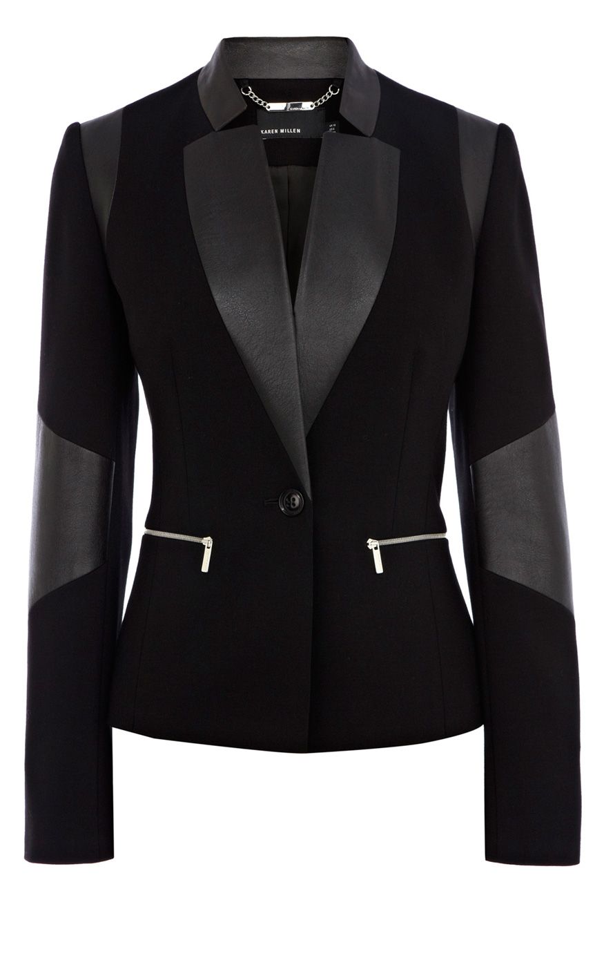 Karen Millen Signature Jersey Blazer in Black Lyst