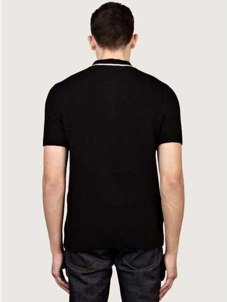 black fred perry knitted polo shirt
