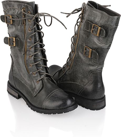 Forever 21 Lace Up Combat Boots in Gray (GREY)