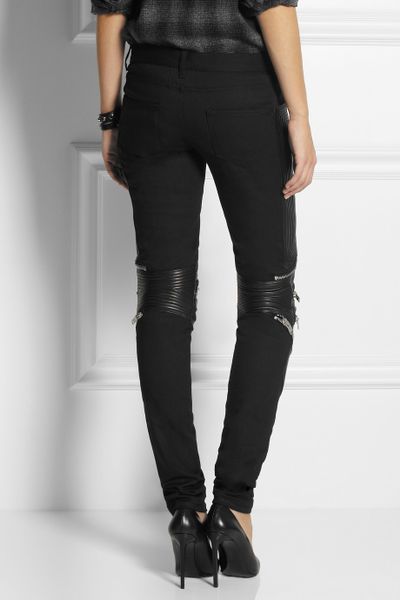 black leather look skinny jeans