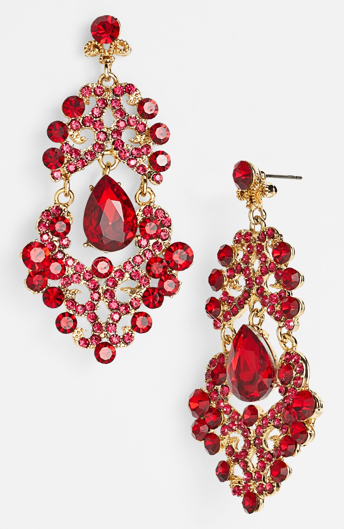 Tasha Ornate Chandelier Earrings In Red Red Multi Antique Gold Lyst