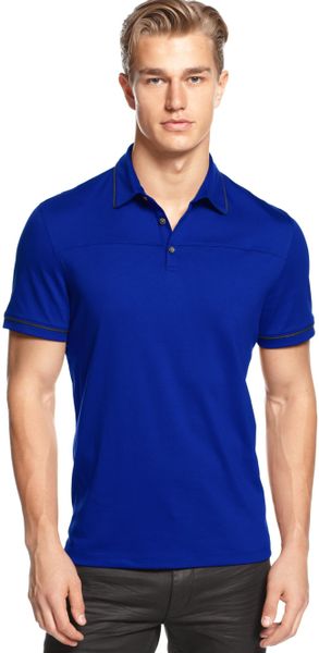 Calvin Klein Macys Exclusive Solid Tipped Polo Shirt in Blue for Men ...