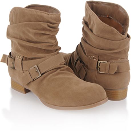 Forever 21 Suedette Slouchy Ankle Boots in Brown (TAN)
