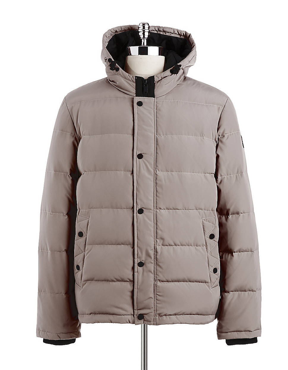 Guess Hooded Down Puffer Coat in Gray for Men (grey) Lyst
