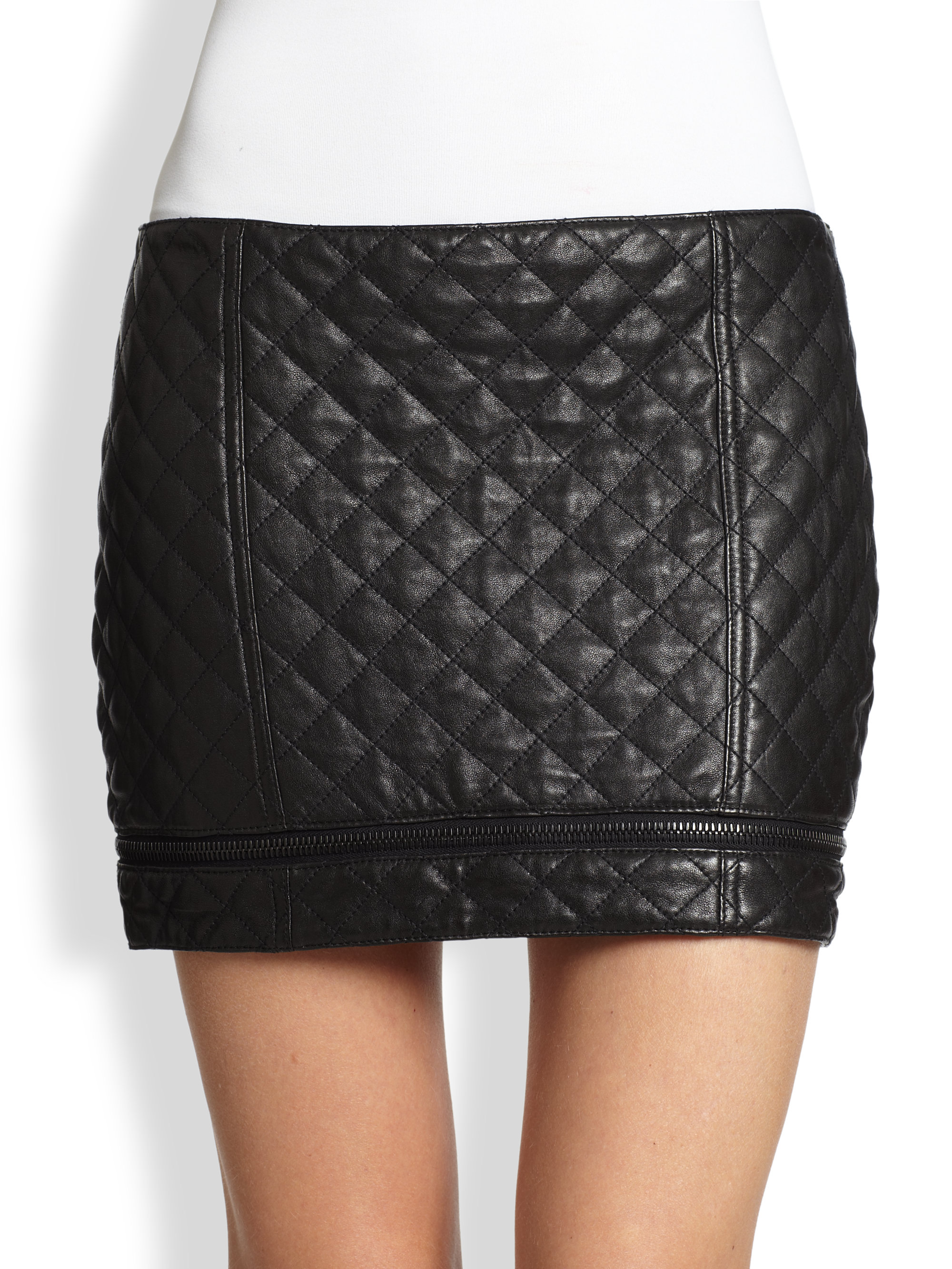Haute Hippie Quilted Leather Zip Mini Skirt in Black Lyst
