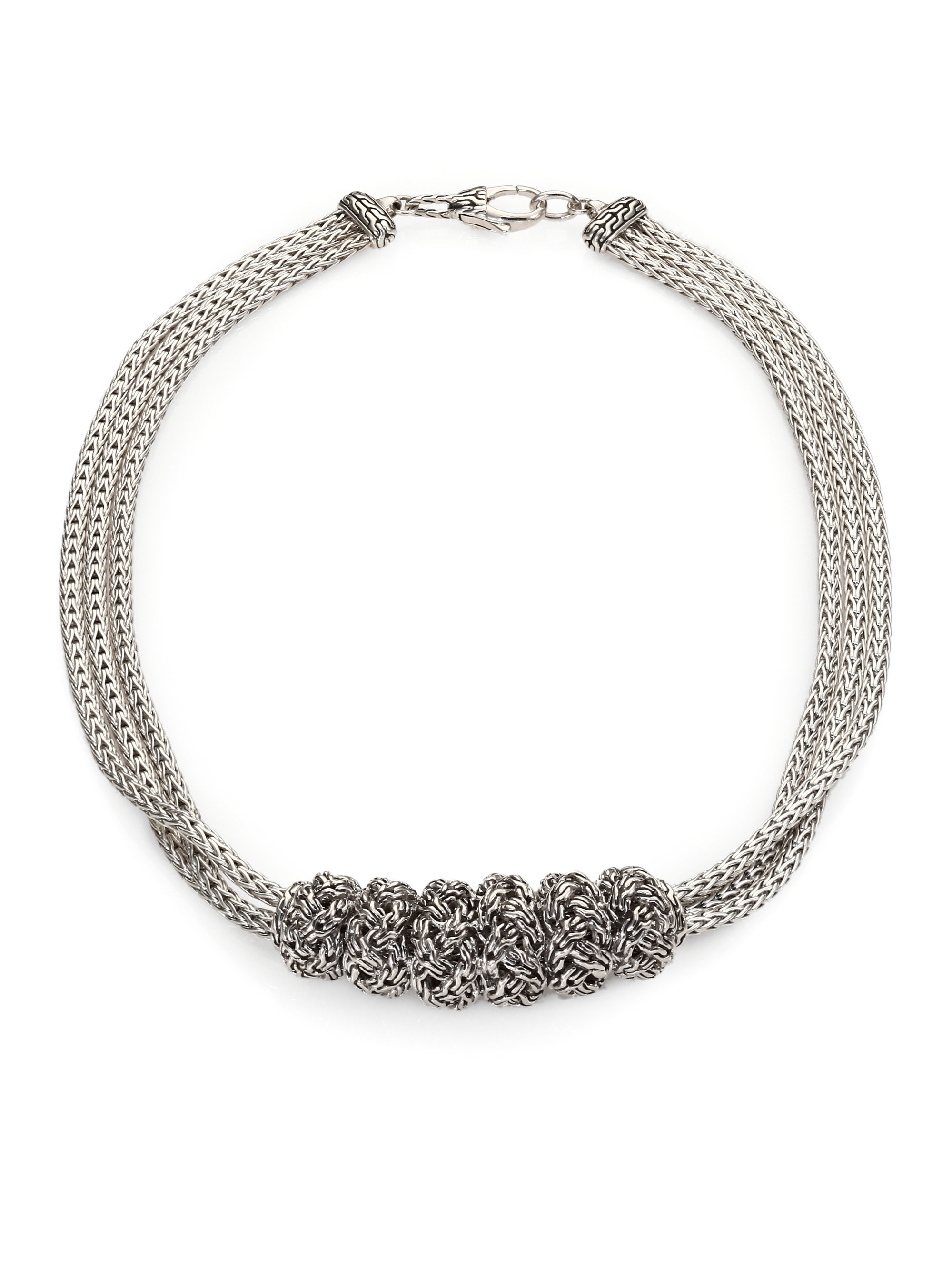 John Hardy Sterling Silver Slider Pendant Multistrand Necklace in