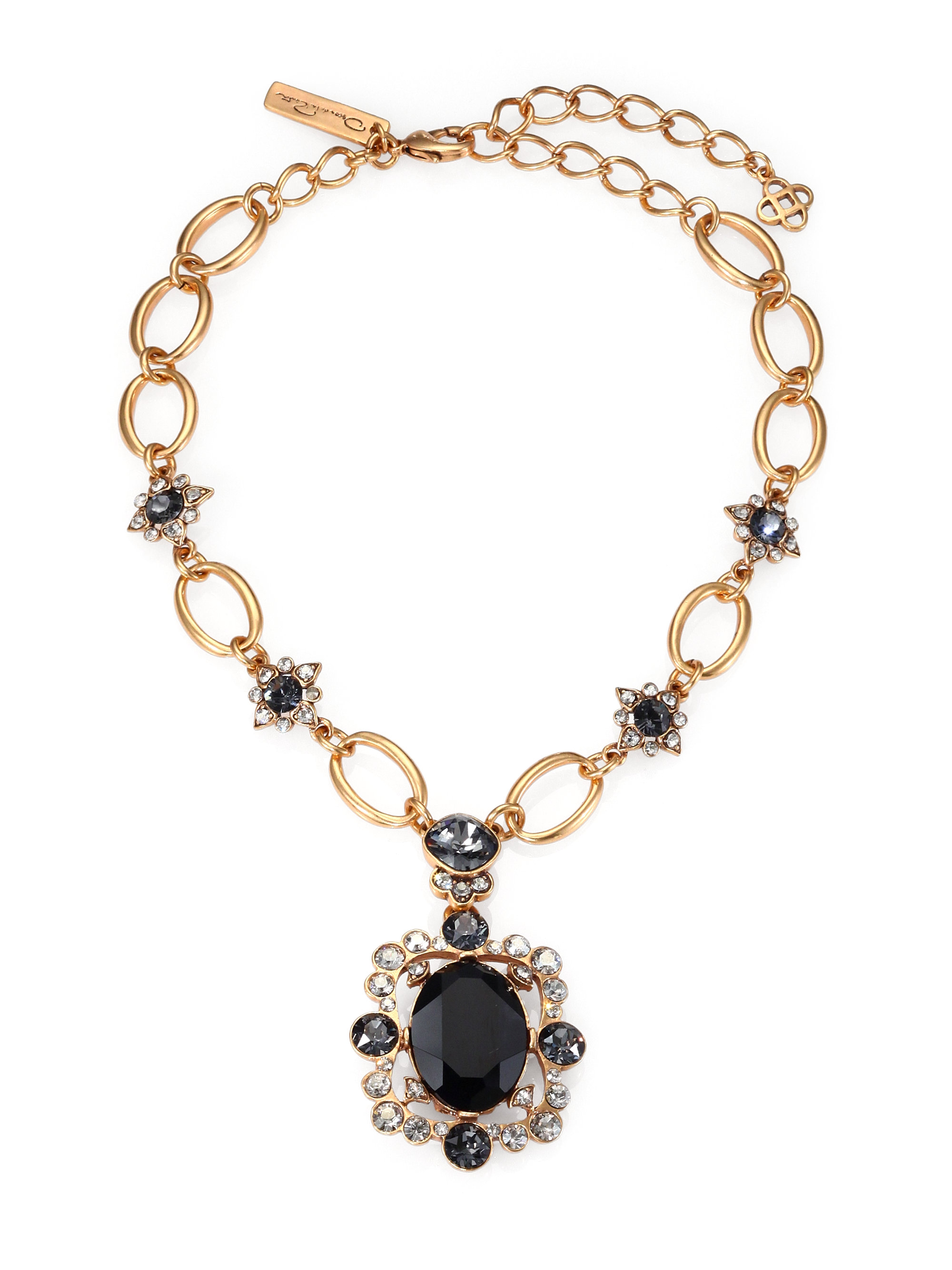 Oscar De La Renta Framed Crystal Necklace in Gold (GOLD