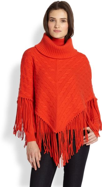 orange cashmere poncho
