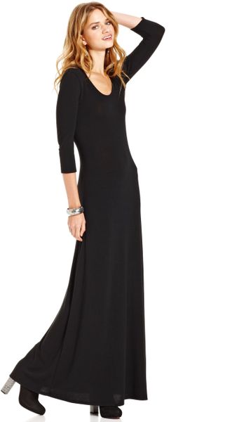 Teen Vogue Ls Sweater Knit Maxi Dress in Black