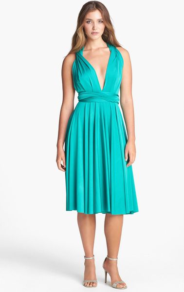 Twobirds Bridesmaid Two birds Convertible Jersey Gown in Green (Kelly ...