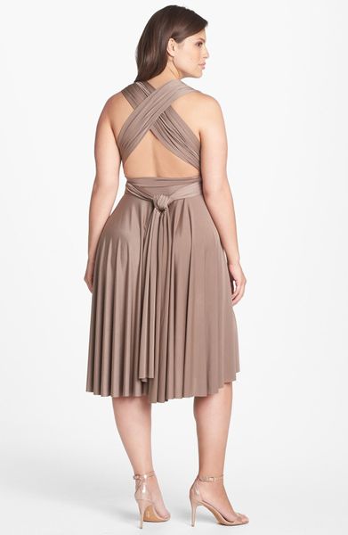 Twobirds Bridesmaid Twobirds Convertible Jersey Gown in Brown (Mocha ...