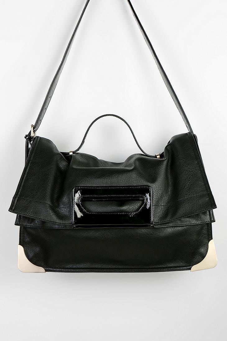 Urban Outfitters Deena Ozzy Vegan Leather Gold-corner Convertible Tote Bag in Black | Lyst
