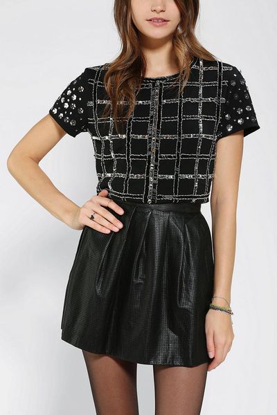 Urban Outfitters Glamorous Beaded Cropped Top in Black | Lyst