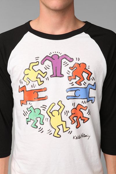 Urban Outfitters Junk Food Keith Haring Raglan Tee in White for Men ...