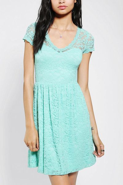 Urban Outfitters Lace Sweetheart Dress in Green (MINT) | Lyst