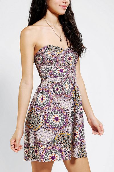 Urban Outfitters Band Of Gypsies Strapless Dress in Multicolor (PURPLE