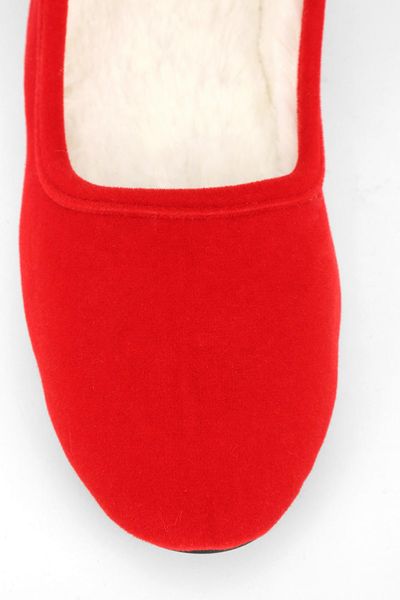 Urban Outfitters Velvet Mary Jane Slipper in Red | Lyst