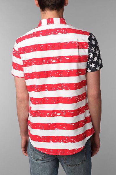 Urban Outfitters American Flag Short Sleeve Shirt in White for Men ...