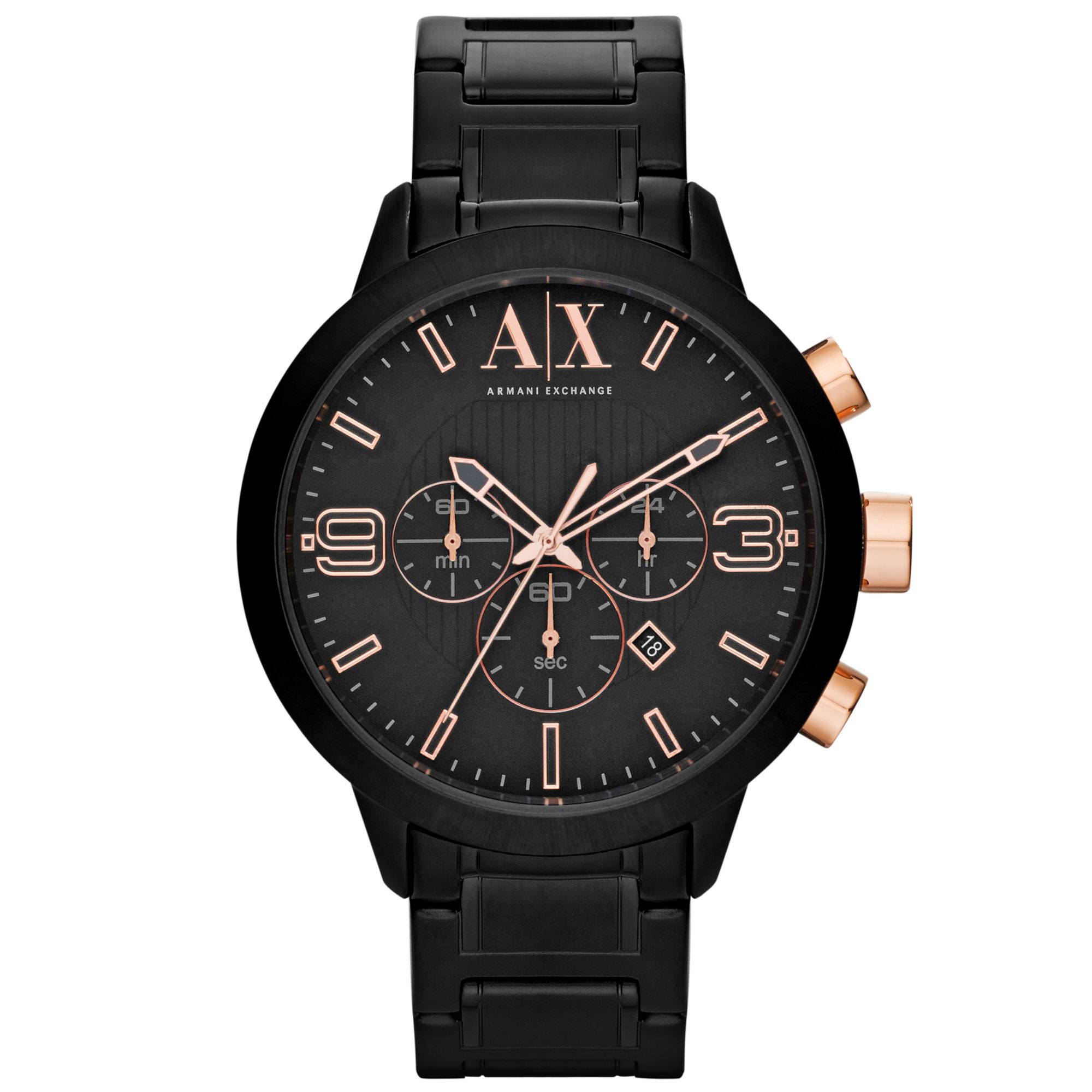 Armani Exchange Ax Armani Exchange Watch Mens Chronograph Black Ionplated Stainless Steel