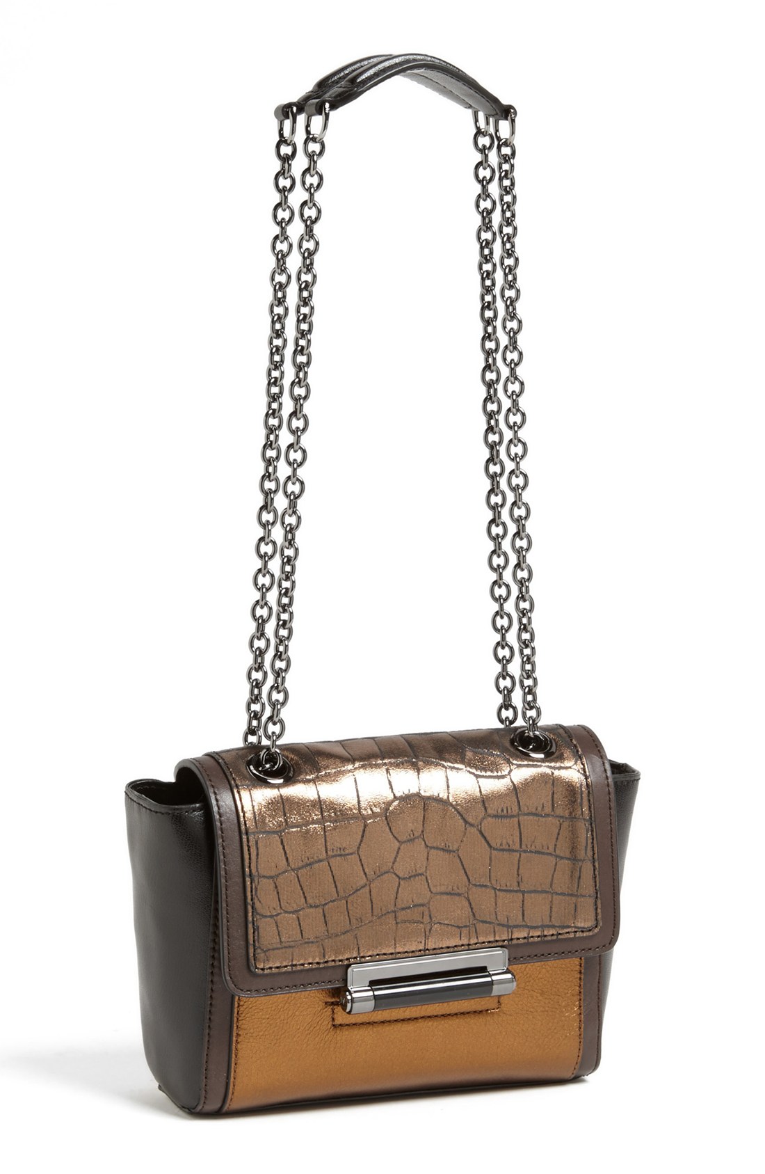 Diane Von Furstenberg 440 Mini Embossed Metallic Leather Crossbody Bag in Brown (Metallic ...