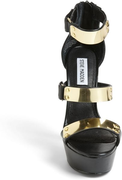 steve madden black and gold sandals