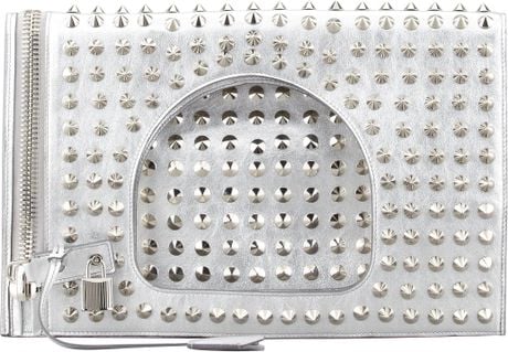 silver studded clutch