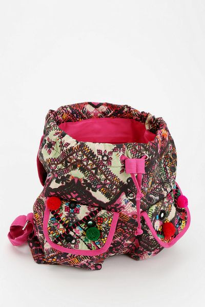 Urban Outfitters Ecote Mixed Pom Embroidered Mini backpack in