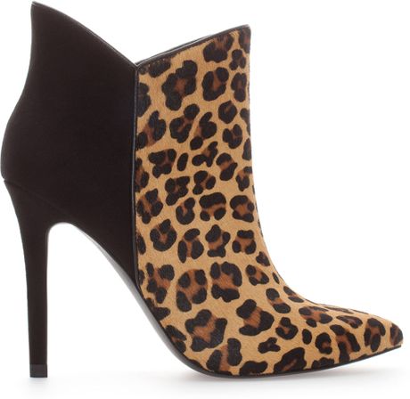 Zara Leopard Combination Ankle Boot in Animal (Leopard) | Lyst