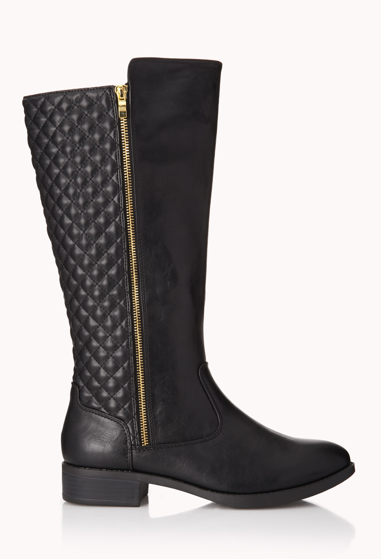 Forever 21 Iconic Quilted Boots in Black